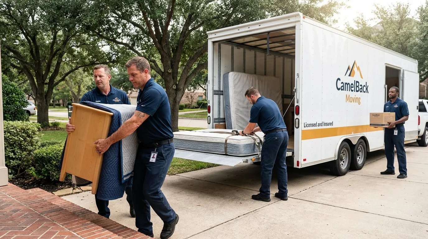 Crew loading residential truck for cross-state move from Berkeley Springs, WV