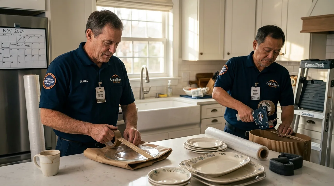 Professional crew packing kitchen dishware in Berkeley Springs, WV